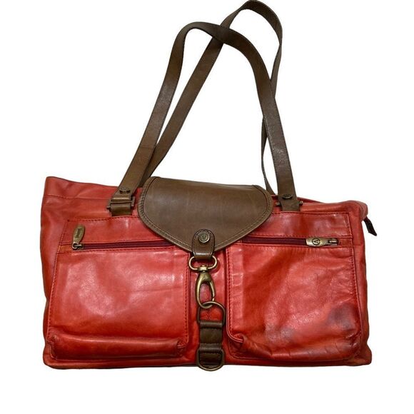 Valentina Brand Red And Brown Leather‎ Shoulder Bag - Picture 1 of 15
